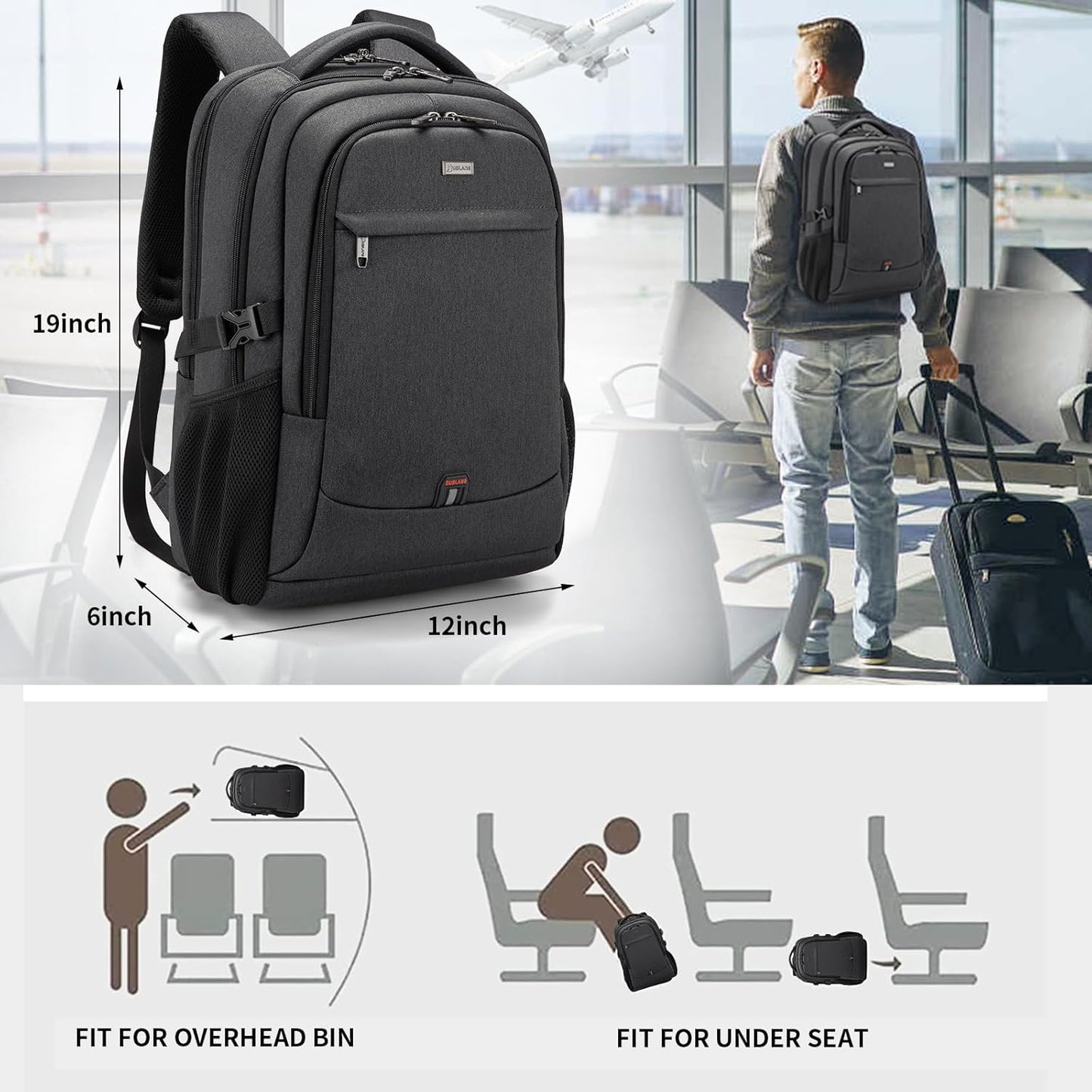 Durable Commuter Laptop Bag with USB Charger & Pockets