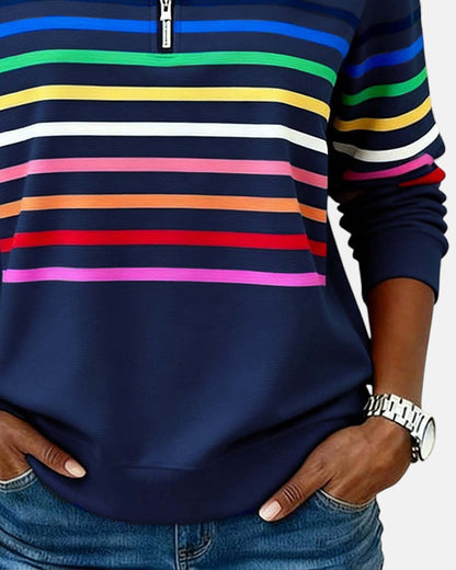 Colorful Striped Zip Up Hoodie