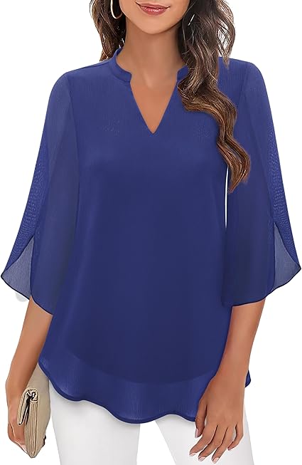 Ladies' Flowy Chiffon Ruffle Blouse