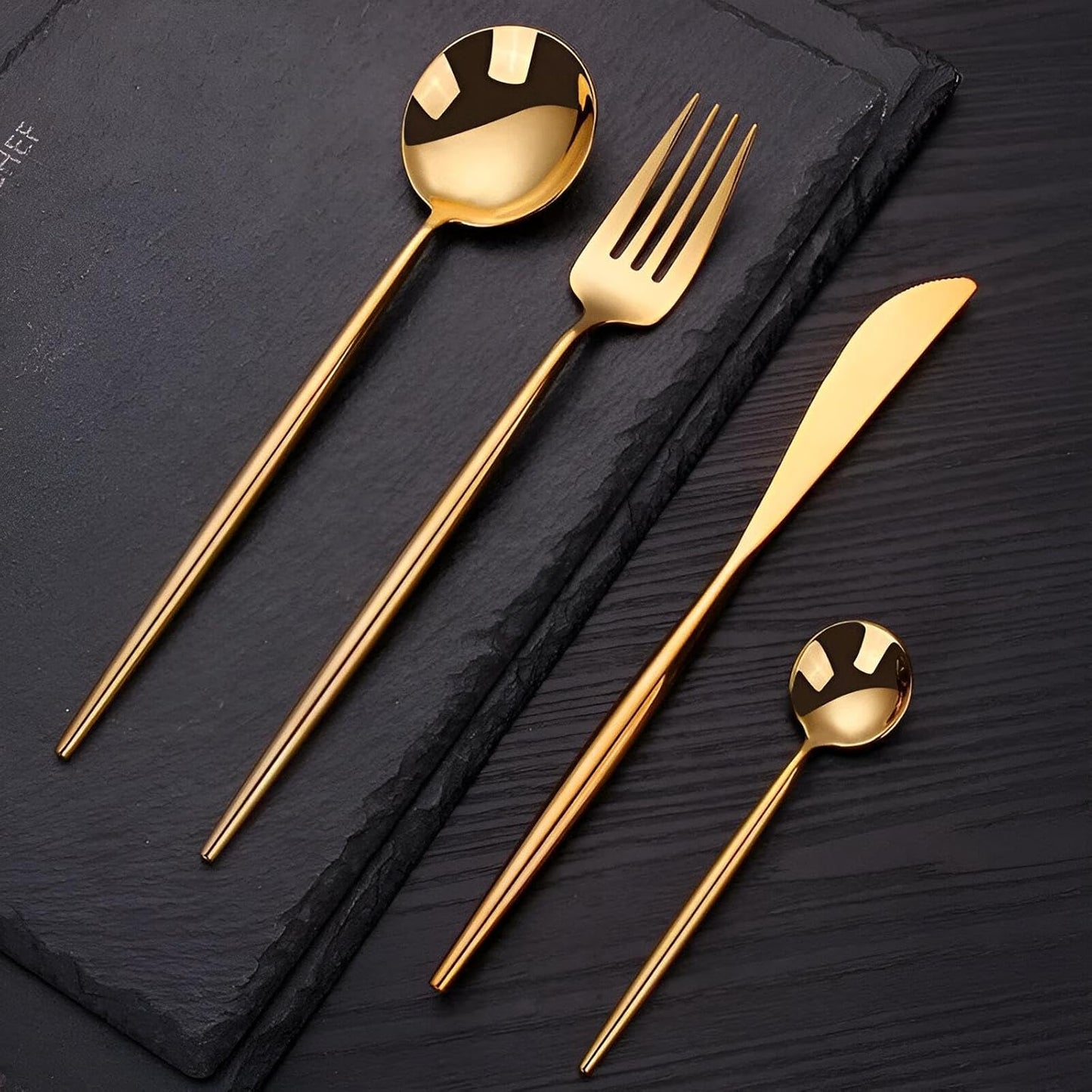 Minimalist Matte Gold Flatware Set