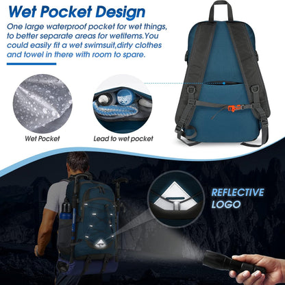 Compact 40L Water Resistant Hiking Backpack