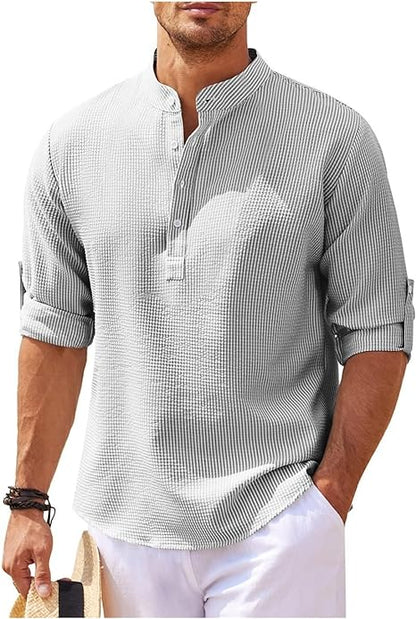 Casual Fit Men's Cotton Shirt with Roll Up Sleeves