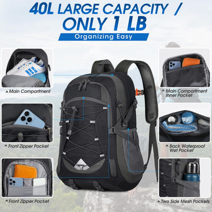 Compact 40L Water Resistant Hiking Backpack