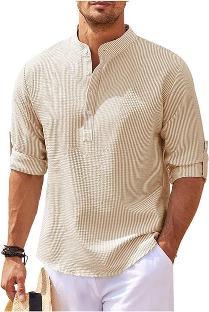Casual Mens Shirt Loose Fit Button Down