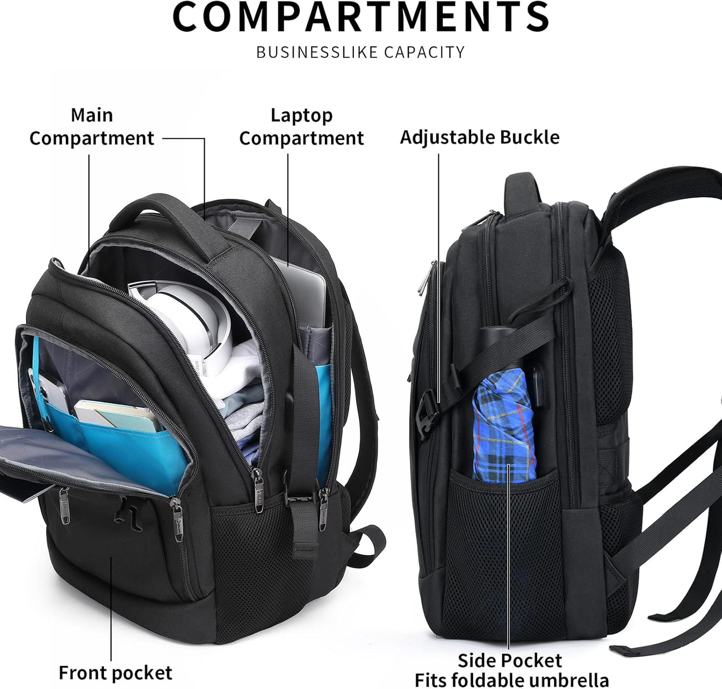 Durable Commuter Laptop Bag with USB Charger & Pockets