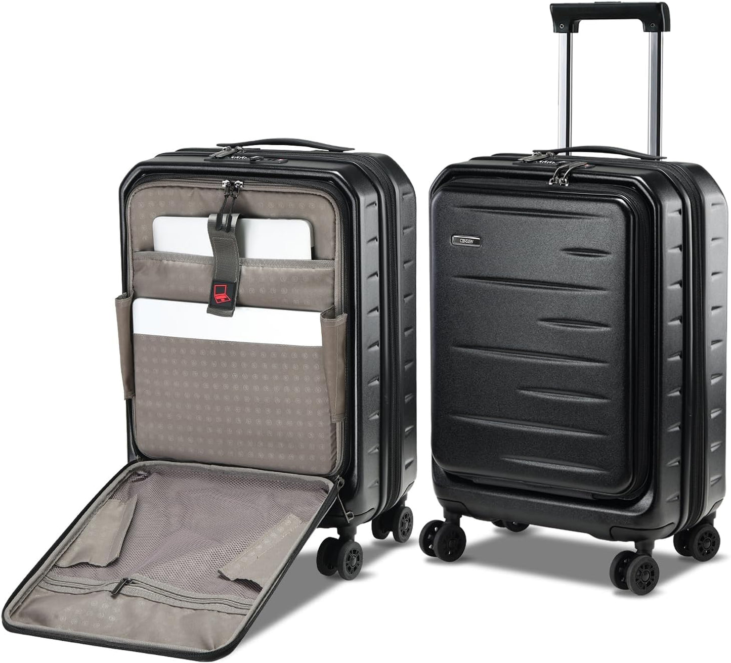 Durable Hardside Rolling Carry On with Pocket & Lock