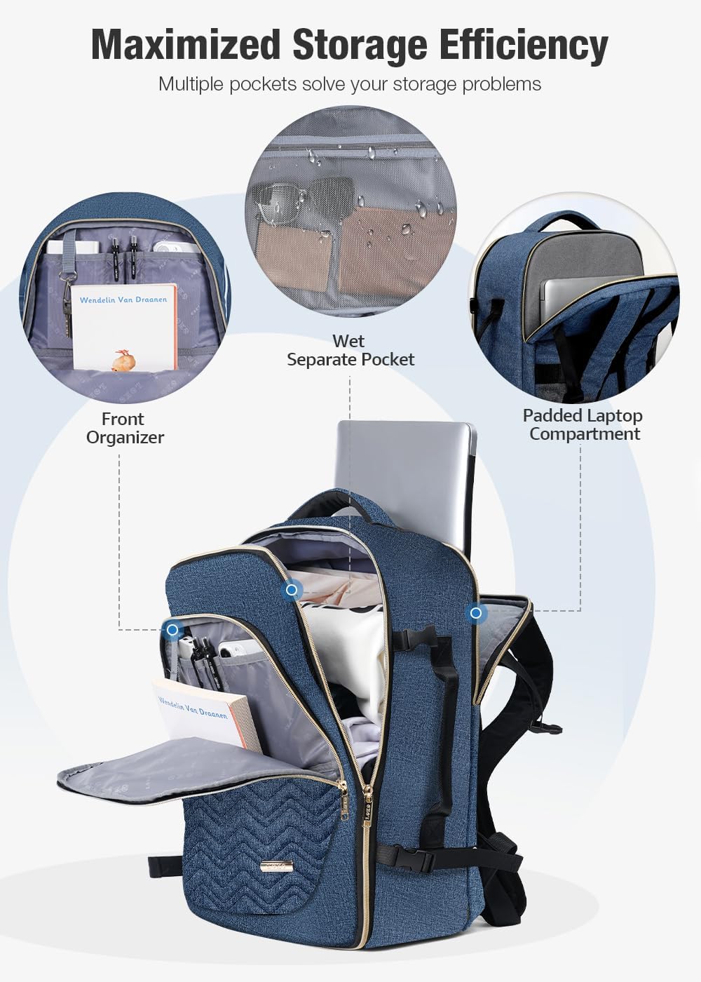 Large Carry-On Travel Bag with Cubes & Laptop Sleeve