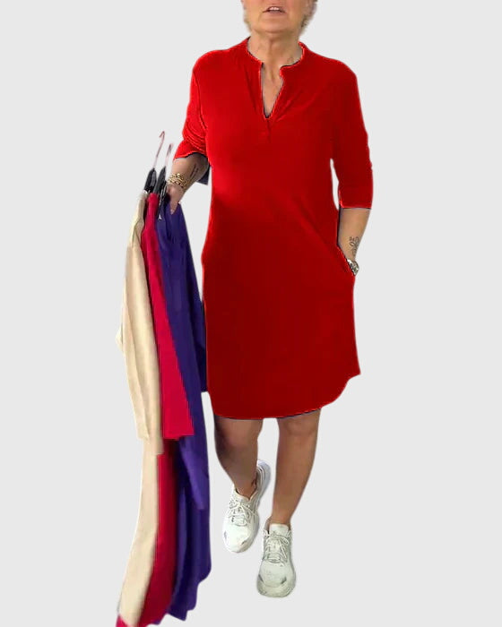 Classic Fit V Neck Mini Dress