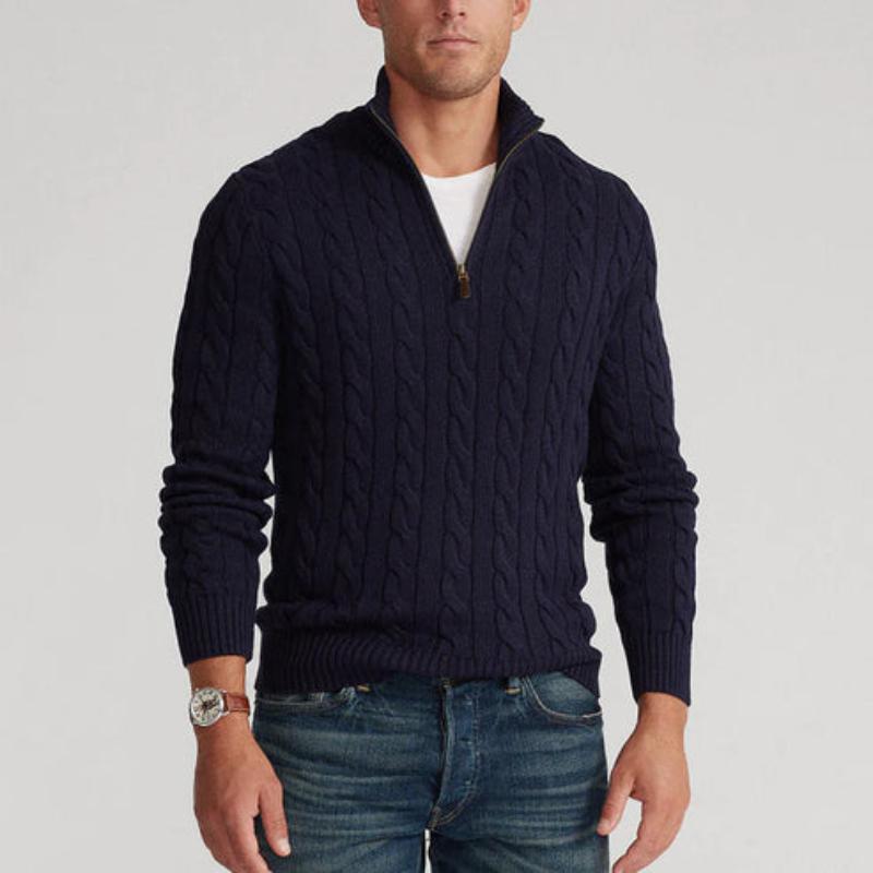Classic Mid-Zip Pullover Sweater
