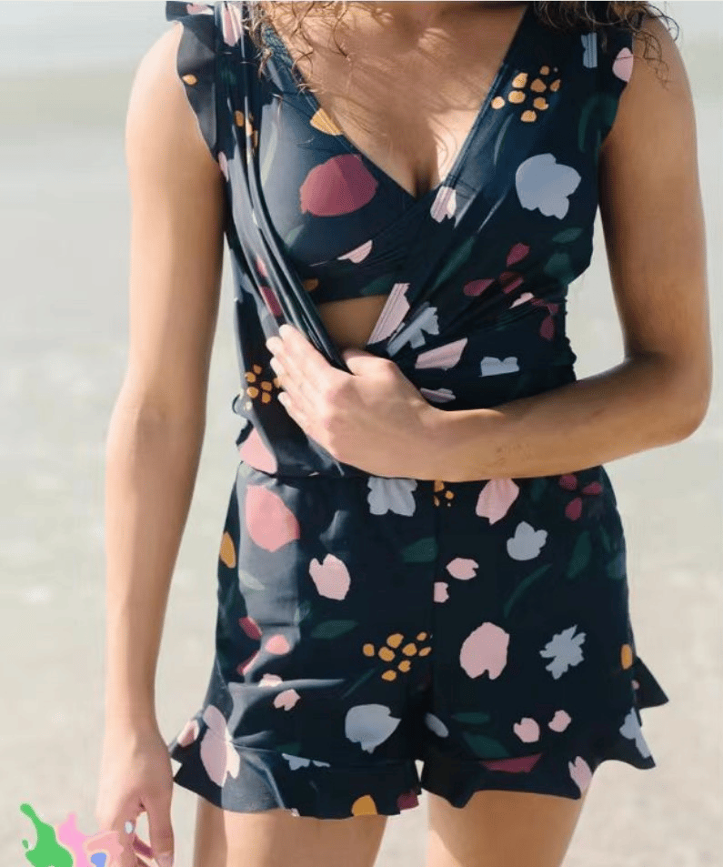 Women's Floral Jumpsuit Slim Fit V Neck Quick Dry - Nocini