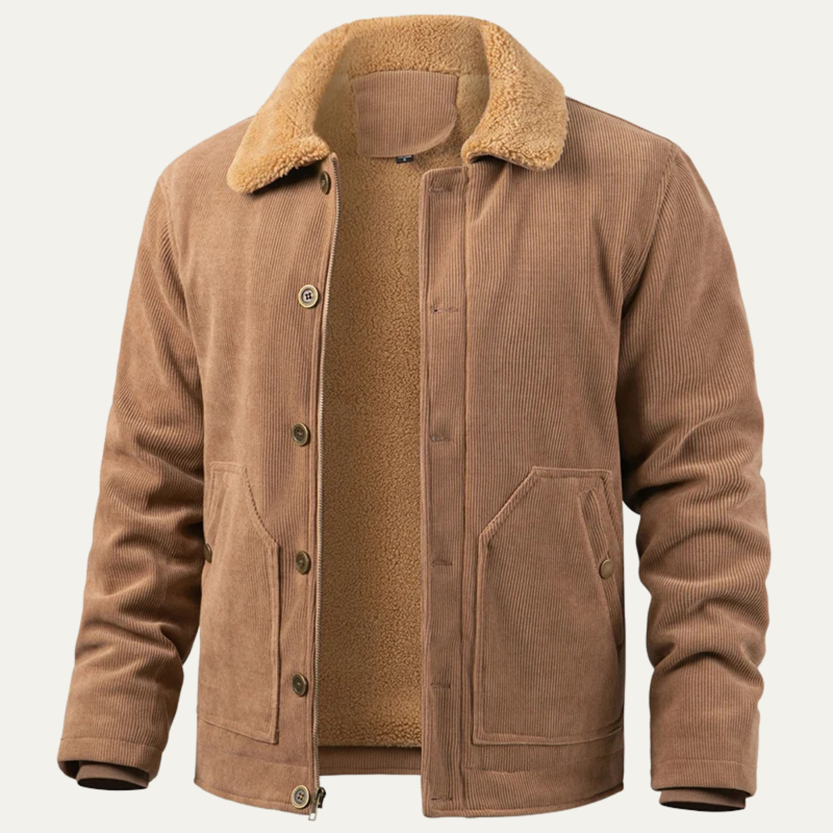 Warm Mens Corduroy Fleece Lined Jacket