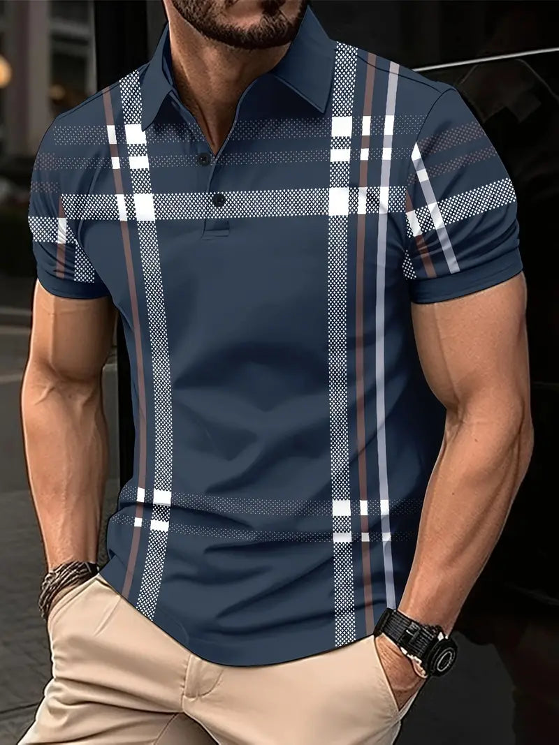 Slim Fit Mens Short Sleeve Checked Polo Shirt
