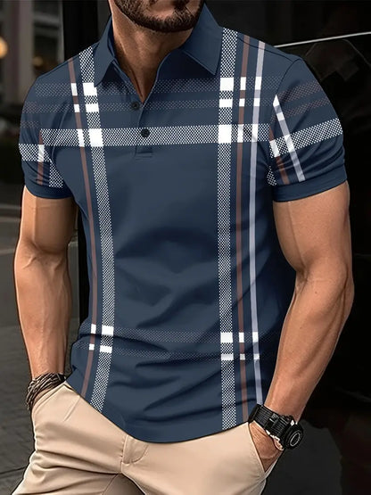 Slim Fit Mens Short Sleeve Checked Polo Shirt