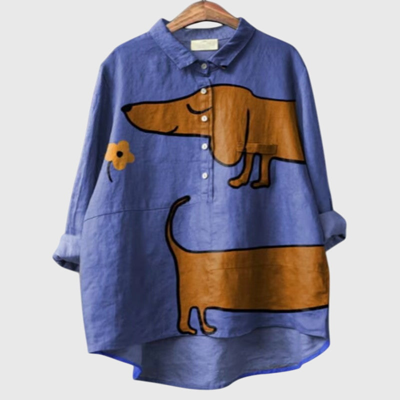 Cute Dog Print Blouse