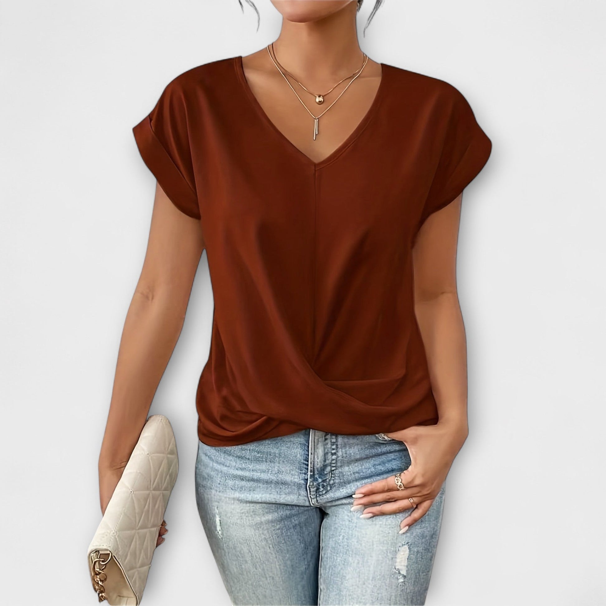 Chic V-Neck Women's Blouse - Olytrend