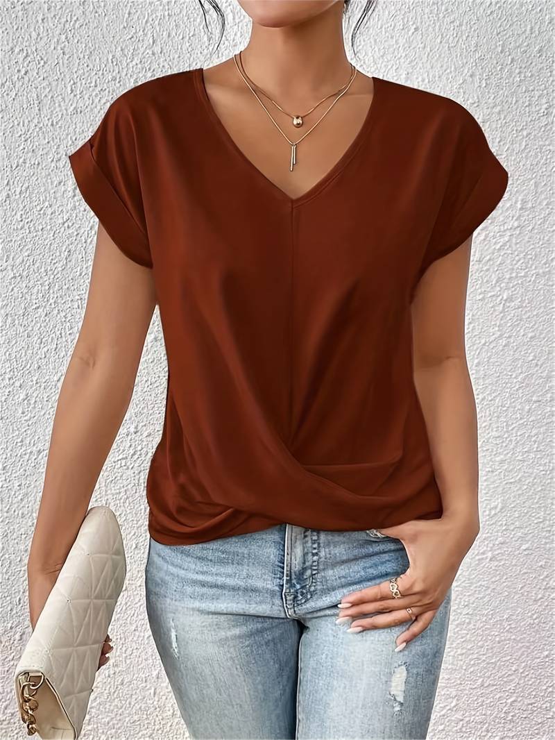 Relaxed Fit Twist Front Women's Blouse