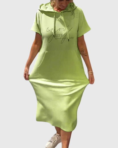 Casual Soft Hooded Sundress for Daily Wear