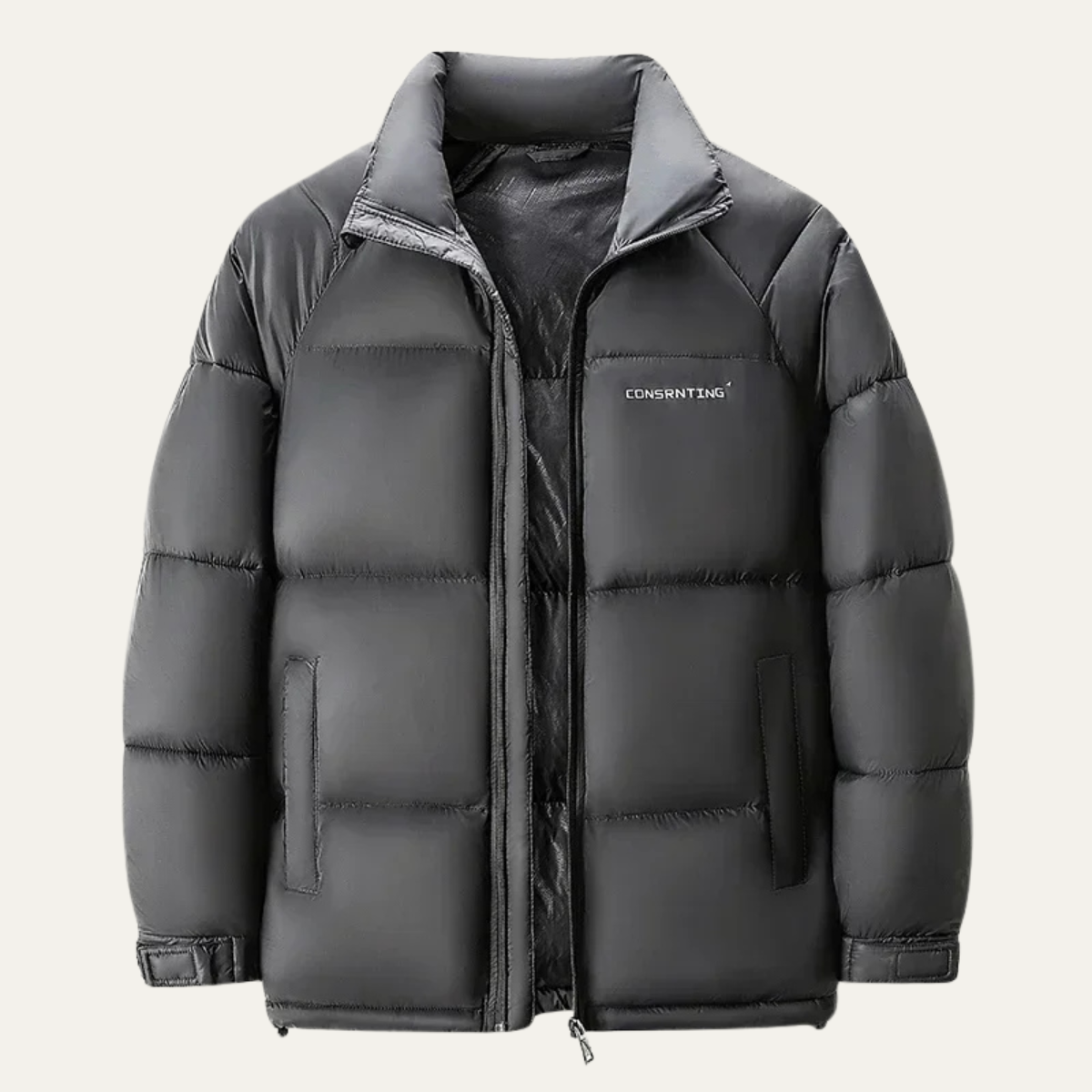 Slim Black Down Filled Insulated Puffer Coat - Nocini