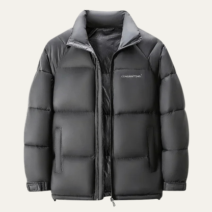 Slim Black Down Filled Insulated Puffer Coat - Nocini