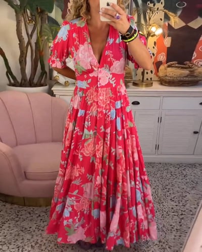 Elegant Long Flowy Maxi Dress - Olytrend