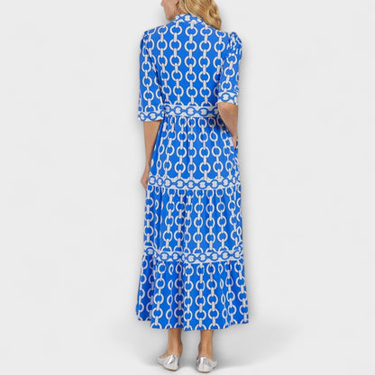 Chic Midi Dress with Metal Link Print