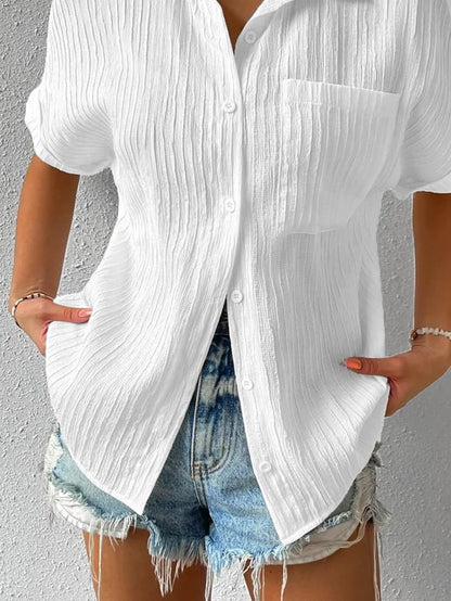Women's Classic Casual Short Sleeve Shirt with Pocket