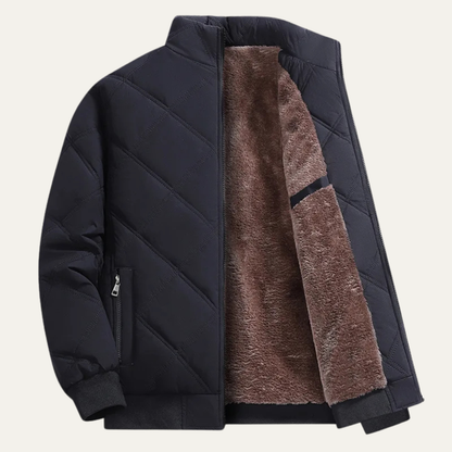 Warm Cotton Diamond Coat for Men with Stand Collar