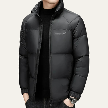 Slim Black Down Filled Insulated Puffer Coat