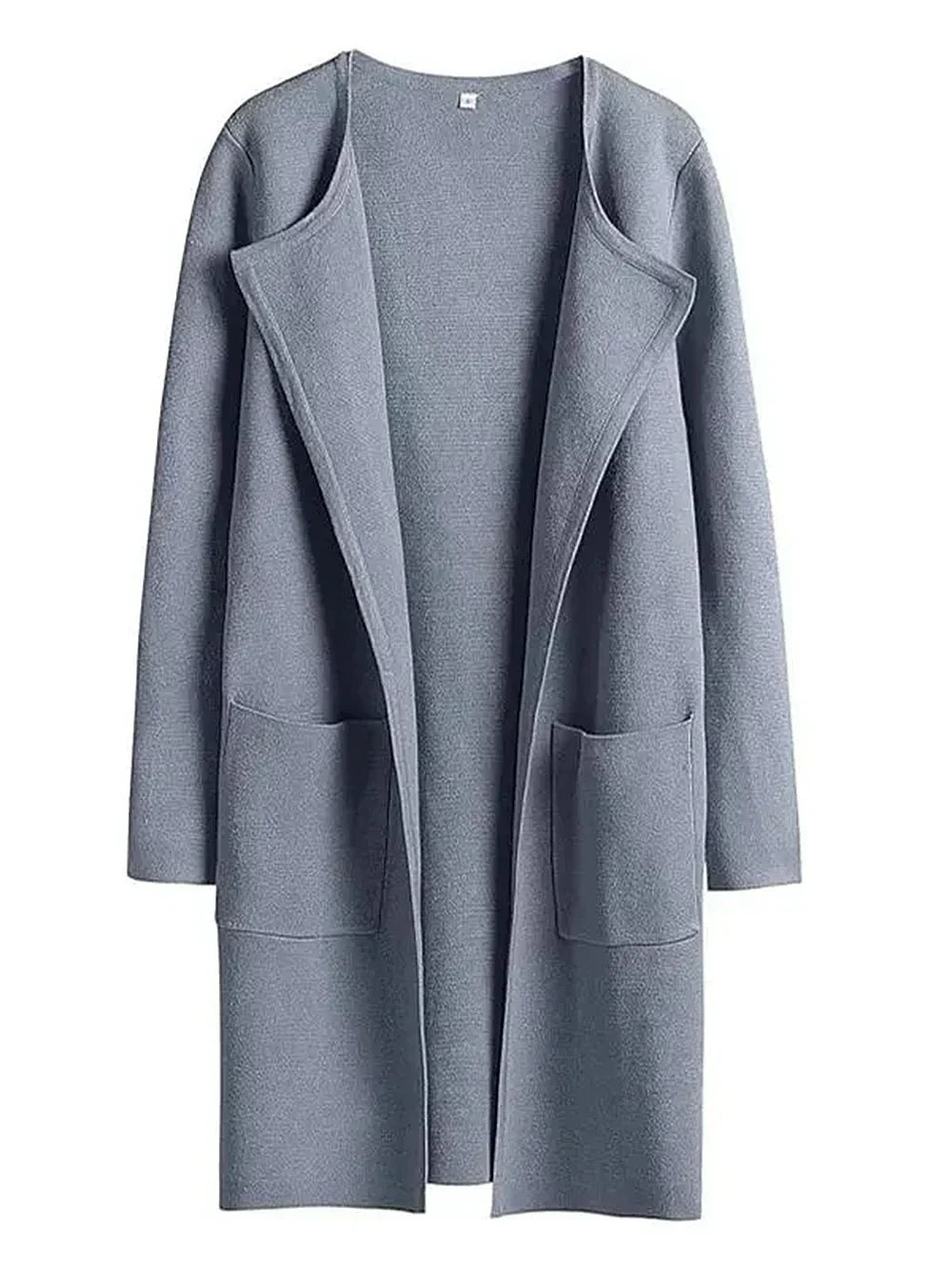 Casual Knee Length Women's Coat with Wide Lapels