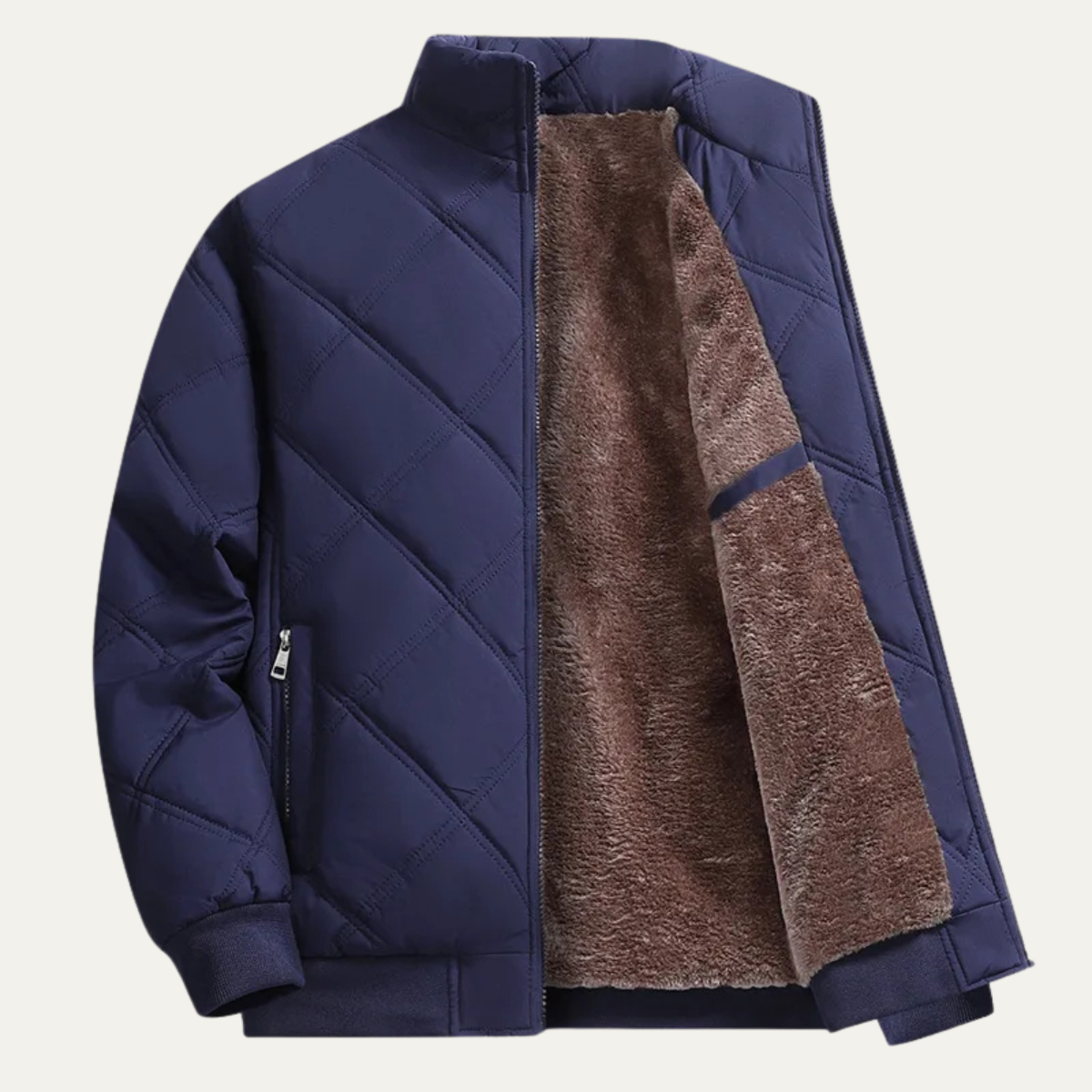 Warm Cotton Diamond Coat for Men with Stand Collar