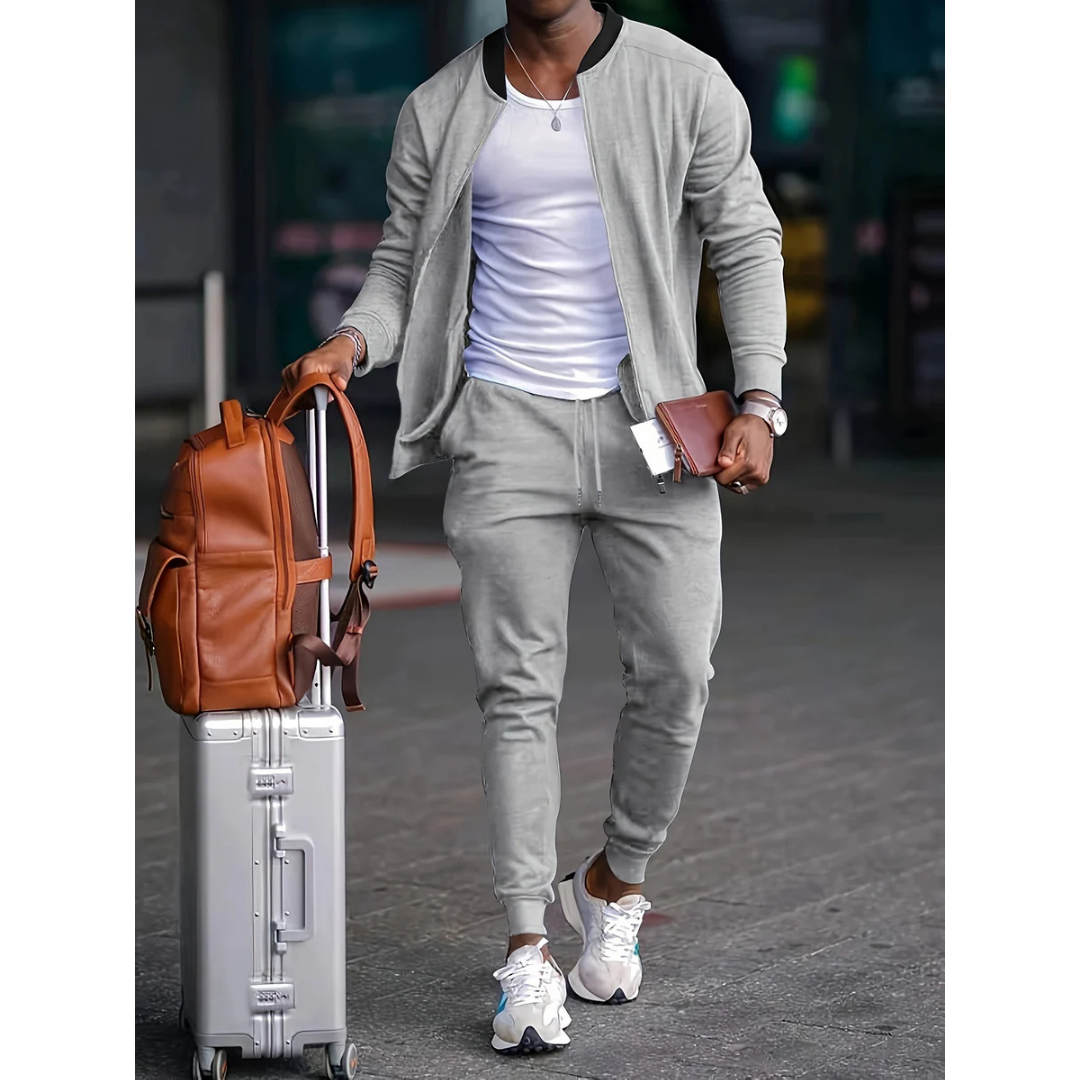 Relaxed Fit Men's Zip Up Track Suit Set - Nocini