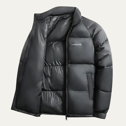 Slim Black Down Filled Insulated Puffer Coat
