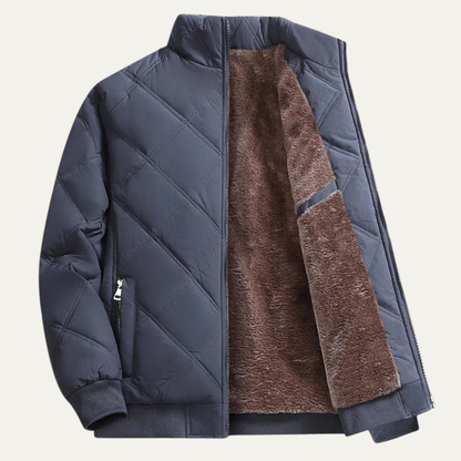 Warm Cotton Diamond Coat for Men with Stand Collar