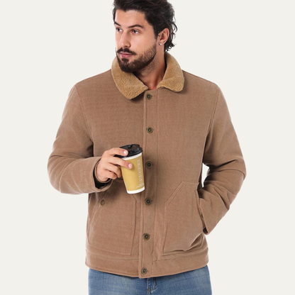Warm Mens Corduroy Fleece Lined Jacket