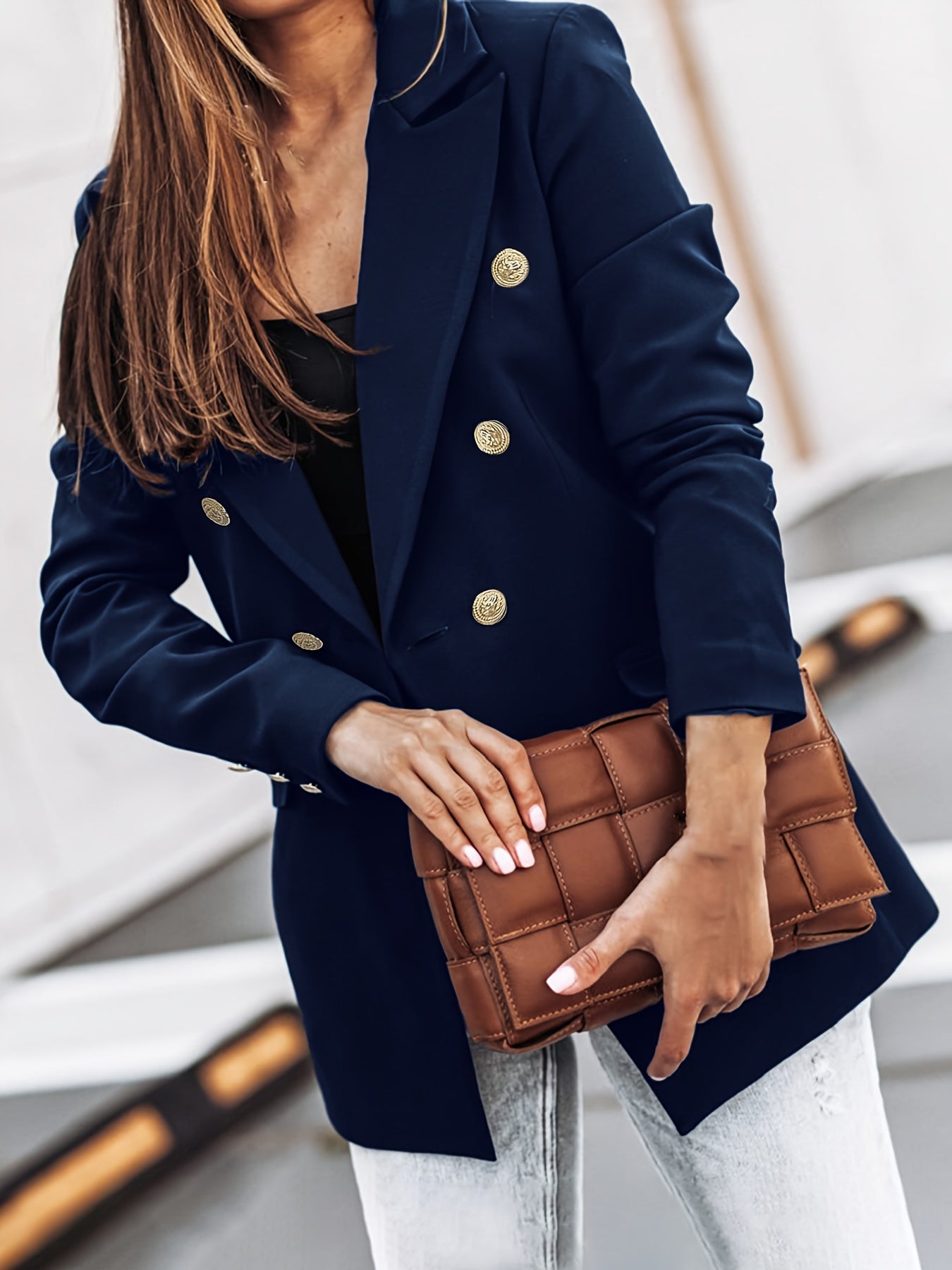 Classic Office Button Front Blazer