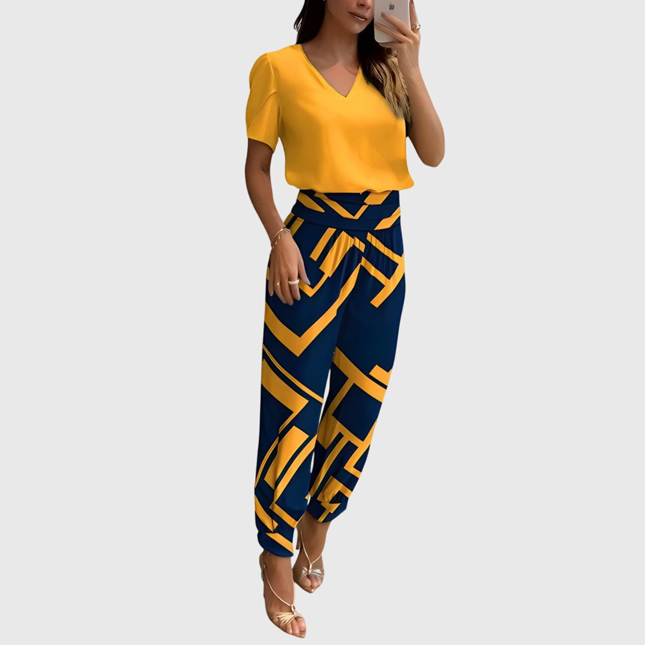 Fashionable Women's Top And Trousers Set - Olytrend