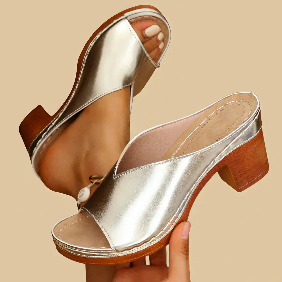 Comfortable Women's Wide Strap Summer Sandals with Block Heel