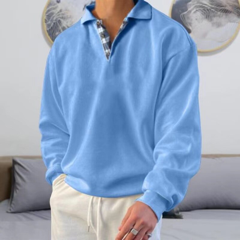 Relaxed Fit Men's Classic Polo Sweater