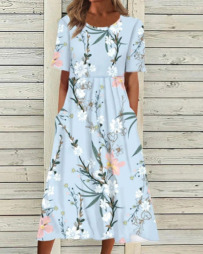 Stylish Floral Knee Length Dress - Olytrend