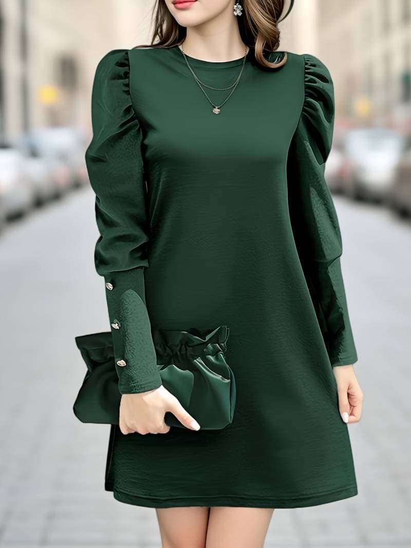 Women's Classic A-Line Dress with Buttons - Nocini