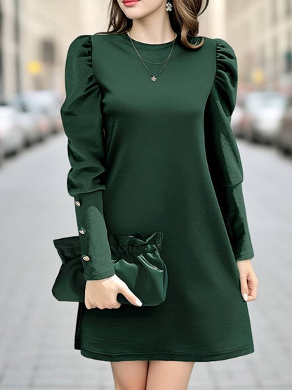 Women's Classic A-Line Dress with Buttons - Nocini