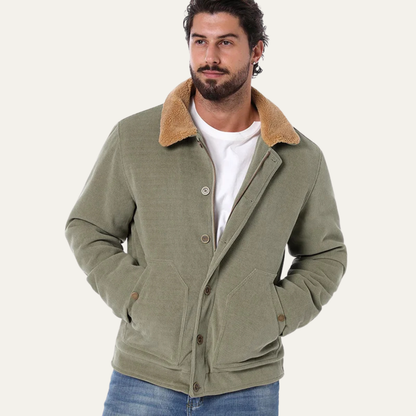 Warm Mens Corduroy Fleece Lined Jacket