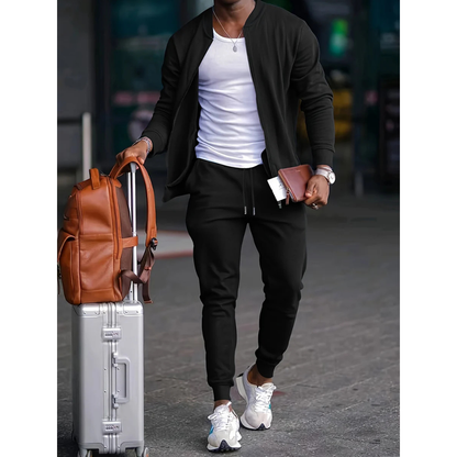 Relaxed Fit Men's Zip Up Track Suit Set
