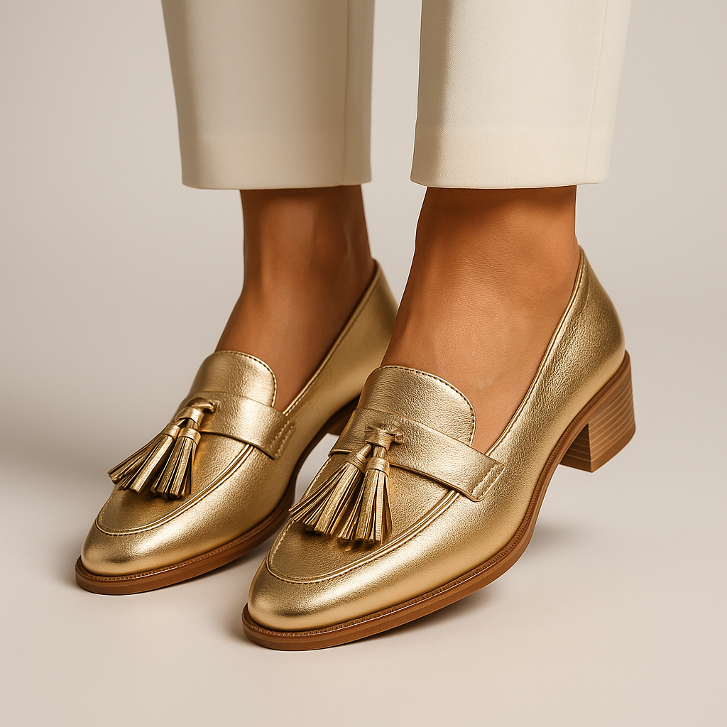 Luxury Metallic Slip On Loafers - Olytrend
