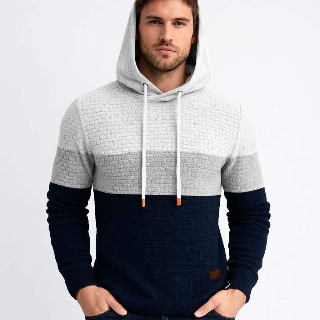 Warm Colorblock Knit Men's Hoodie