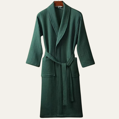 Soft Men's Waffle Weave Bath Robe with Tie