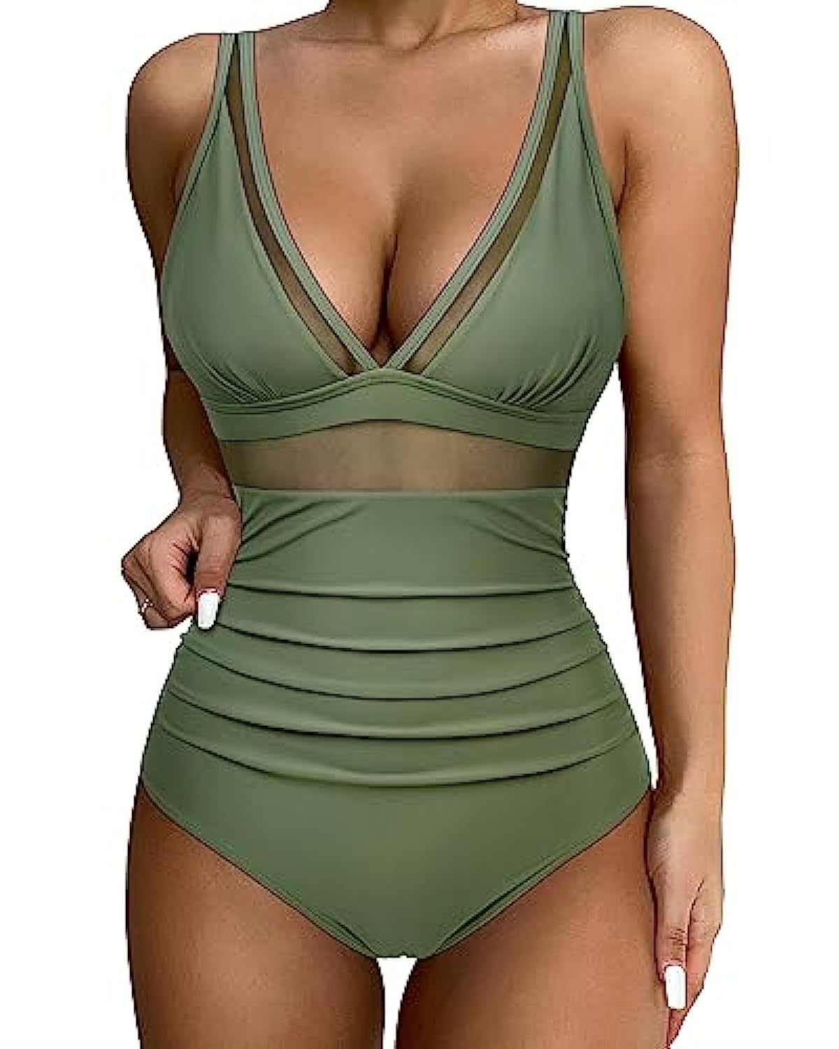 Women's Slim Fit Deep V Swimsuit with High Legs