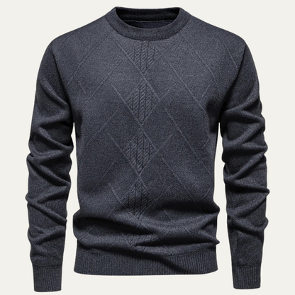 Cozy Men's Diamond Pattern Crew Neck Sweater