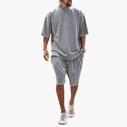 Men's Casual 2 Piece Short Set with Loose Fit Top