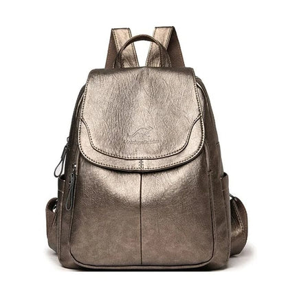 Classic Female Leather Rucksack with Elegant Design